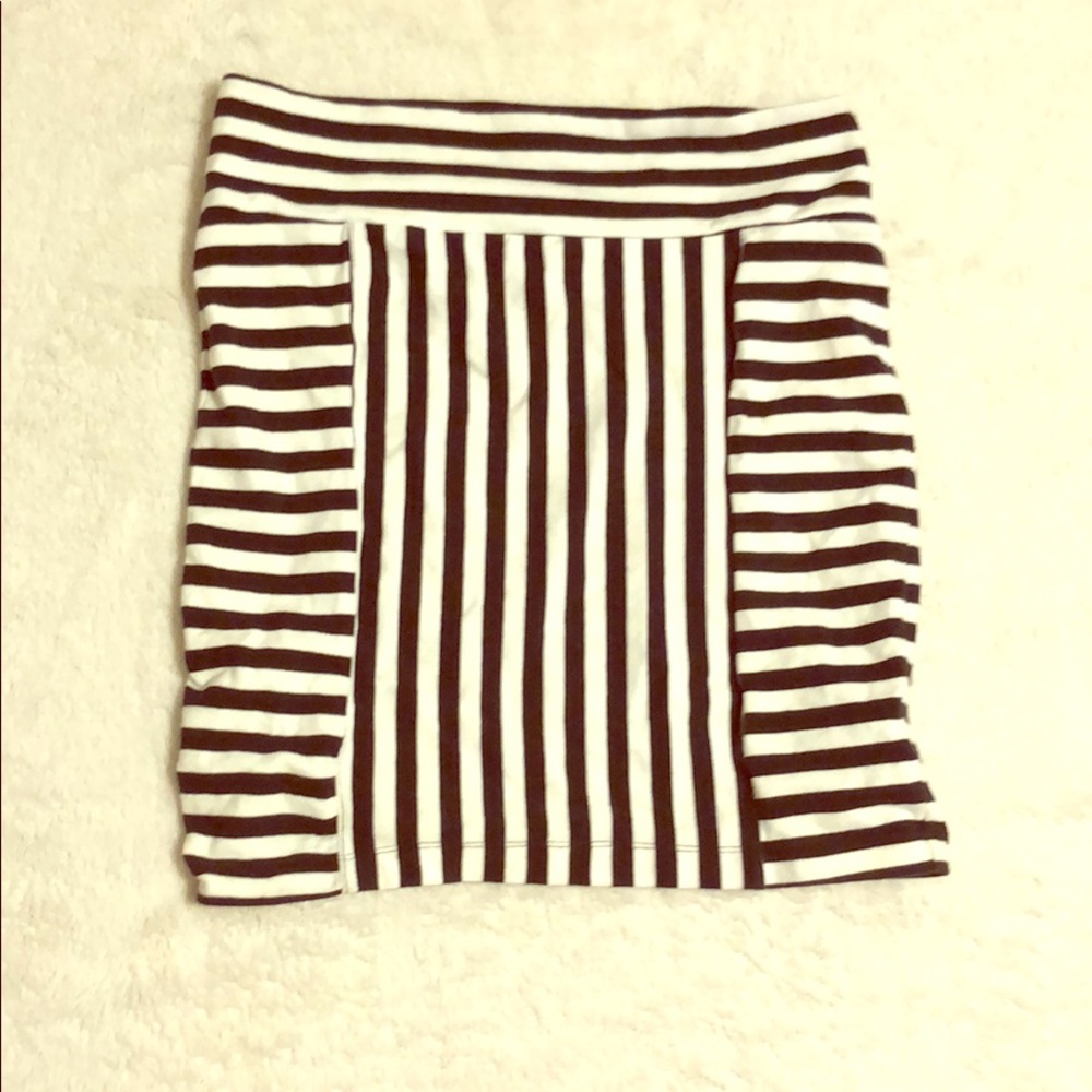Decree Black & White Striped Mini Skirt